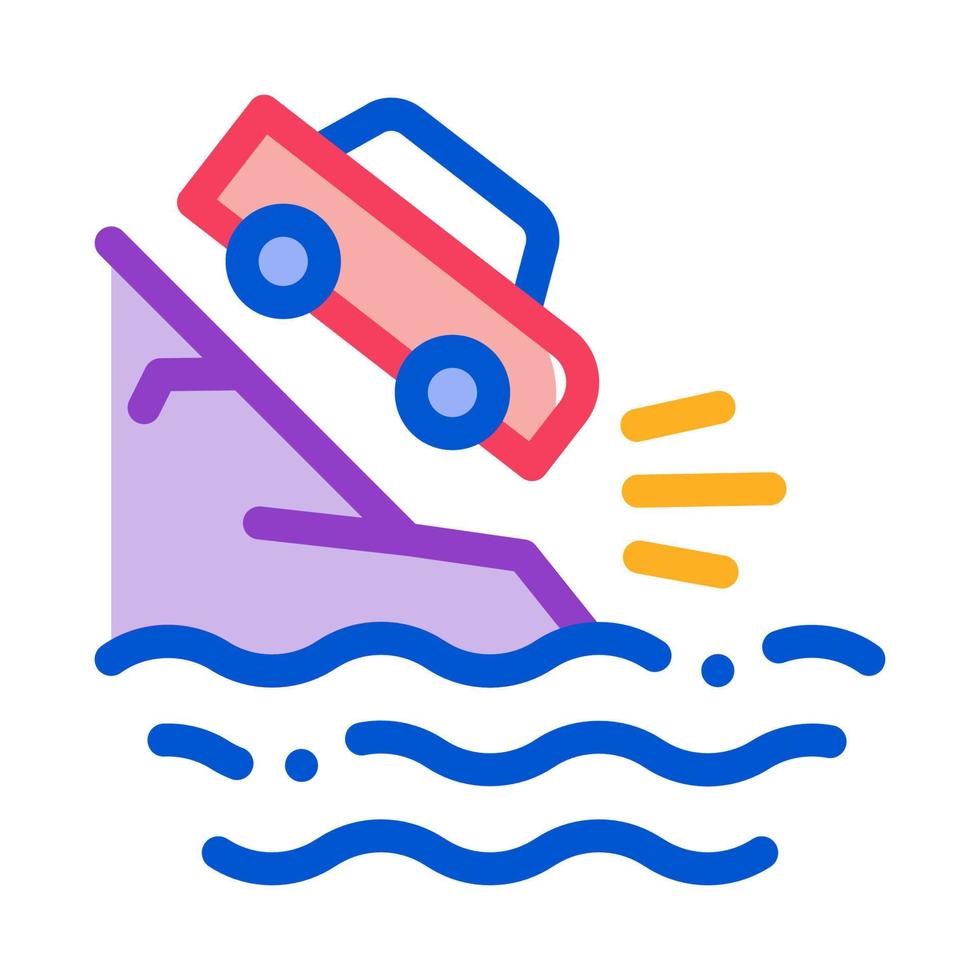 falaise vol voiture icône vecteur contour illustration