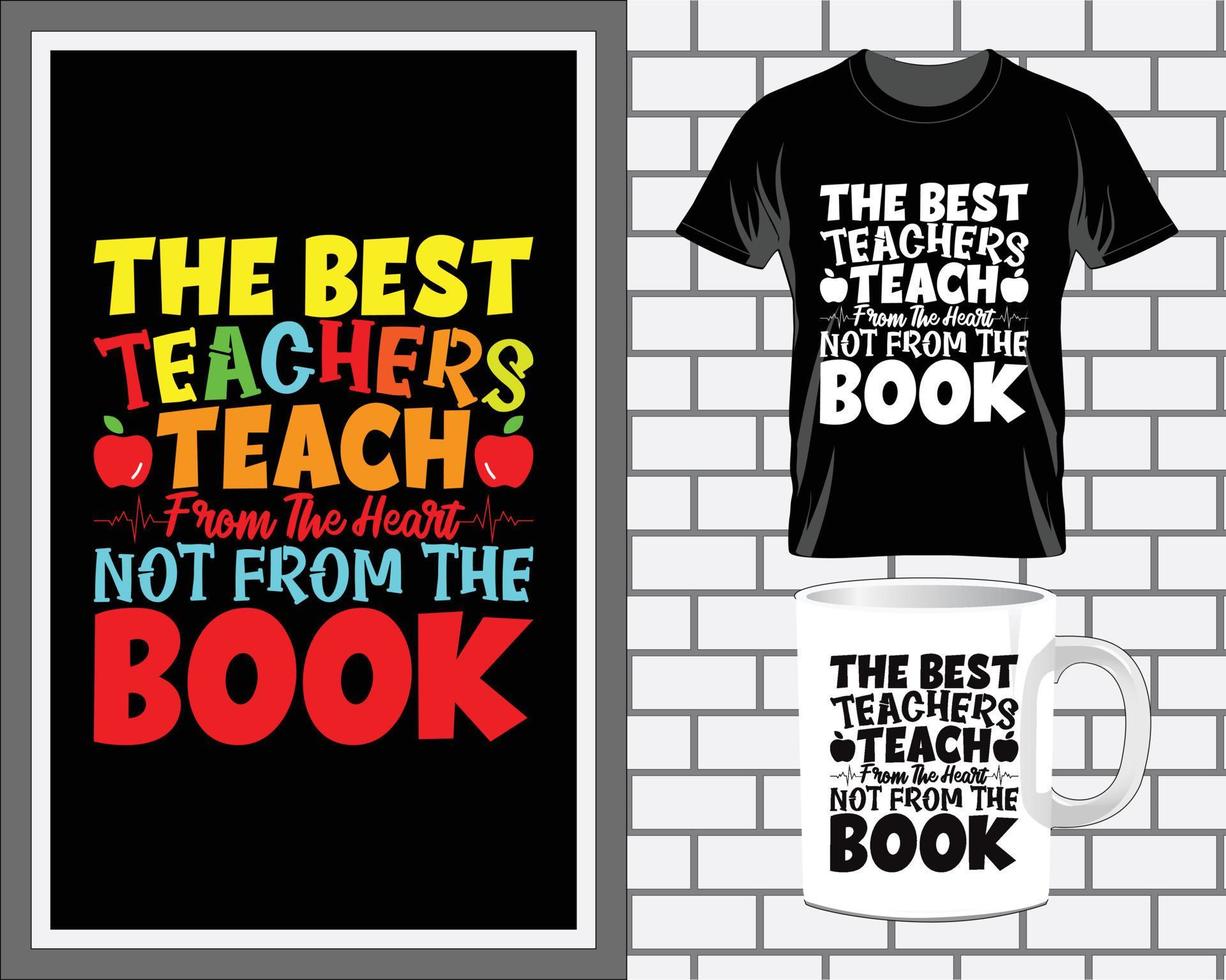 le meilleur enseignant enseigne du coeur livre citations typographie t shirt design vecteur