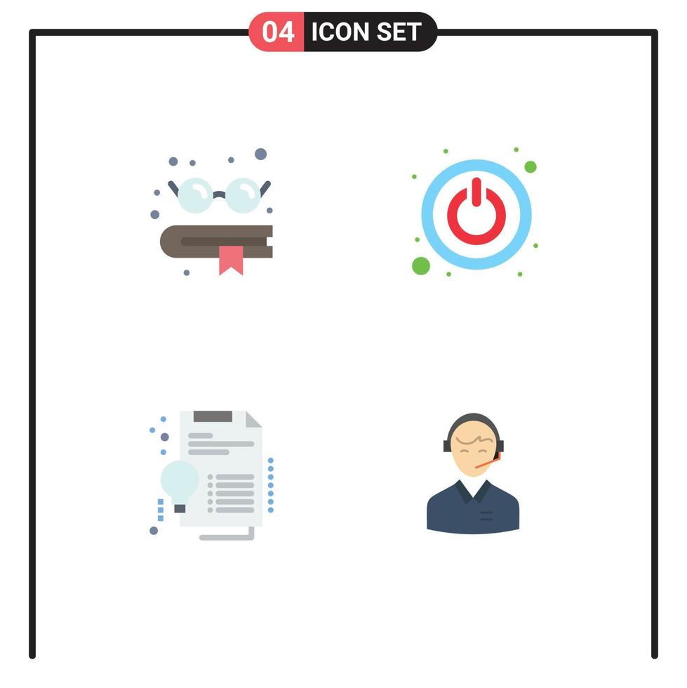 symboles d'icônes universelles groupe de 4 icônes plates modernes d'éléments de conception vectoriels modifiables d'entreprise de certificat de puissance de solution de livre vecteur