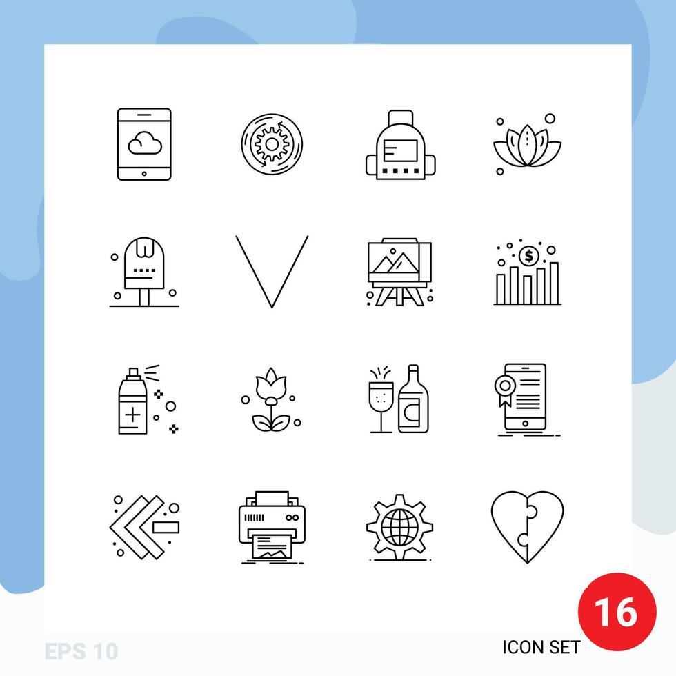 interface utilisateur pack de 16 contours de base d'éléments de conception vectoriels modifiables de nourriture et de feuille d'arbre de sac vecteur