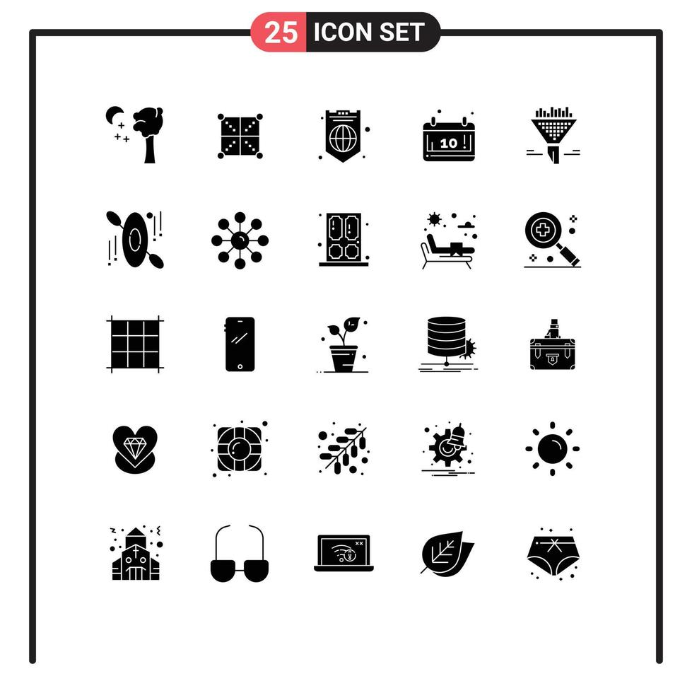 interface mobile glyphe solide ensemble de 25 pictogrammes de données saison mondiale octobre automne éléments de conception vectoriels modifiables vecteur