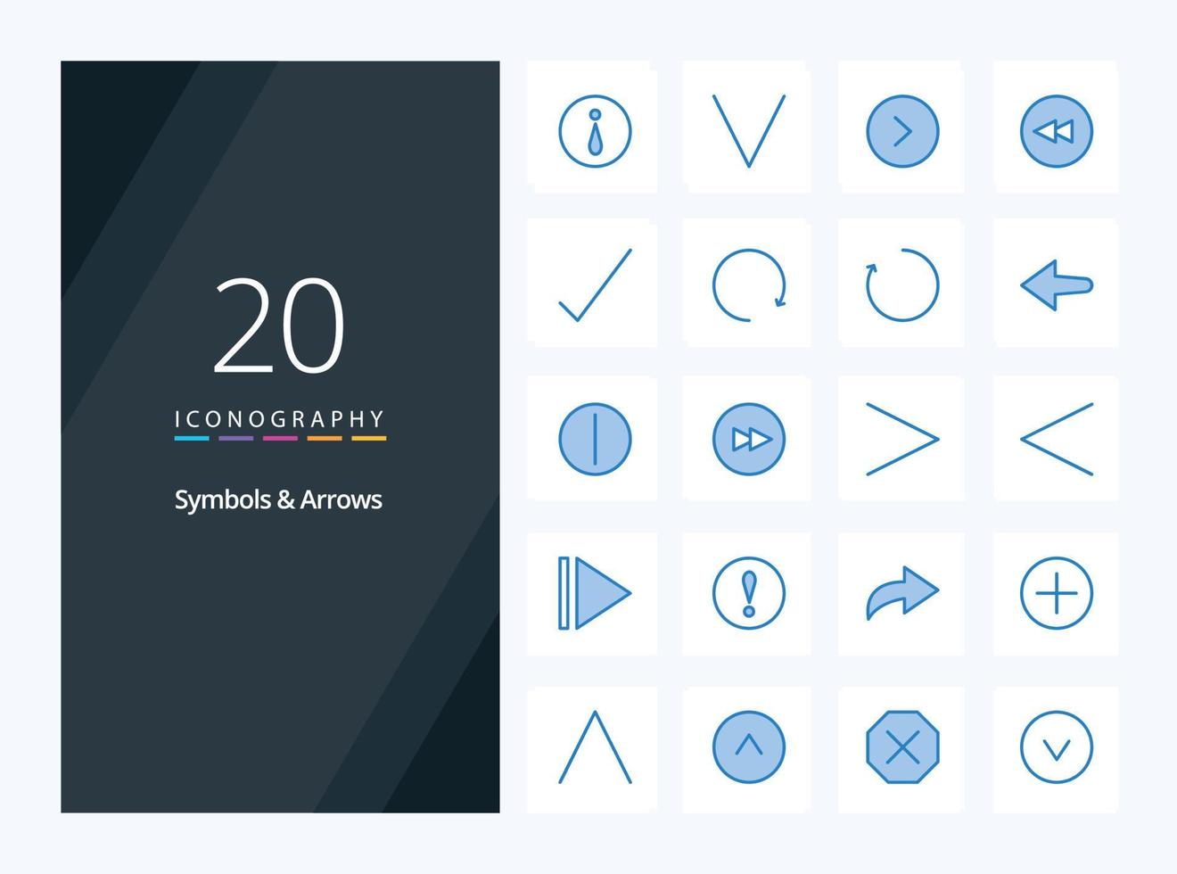 20 symboles flèches icône de couleur bleue pour la présentation vecteur