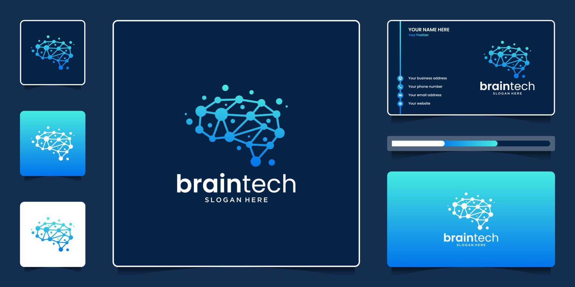 modèle de conception de logo de technologie de cerveau créatif, esprit intelligent abstrait pour le logo de la technologie moderne vecteur