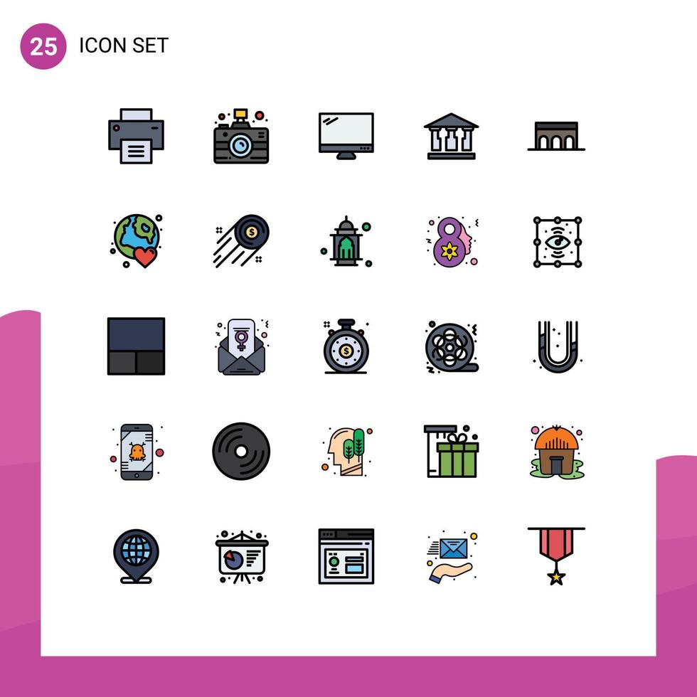 ensemble de 25 symboles d'icônes d'interface utilisateur modernes signes pour l'architecture mony ordinateur bâtiment pc éléments de conception vectoriels modifiables vecteur