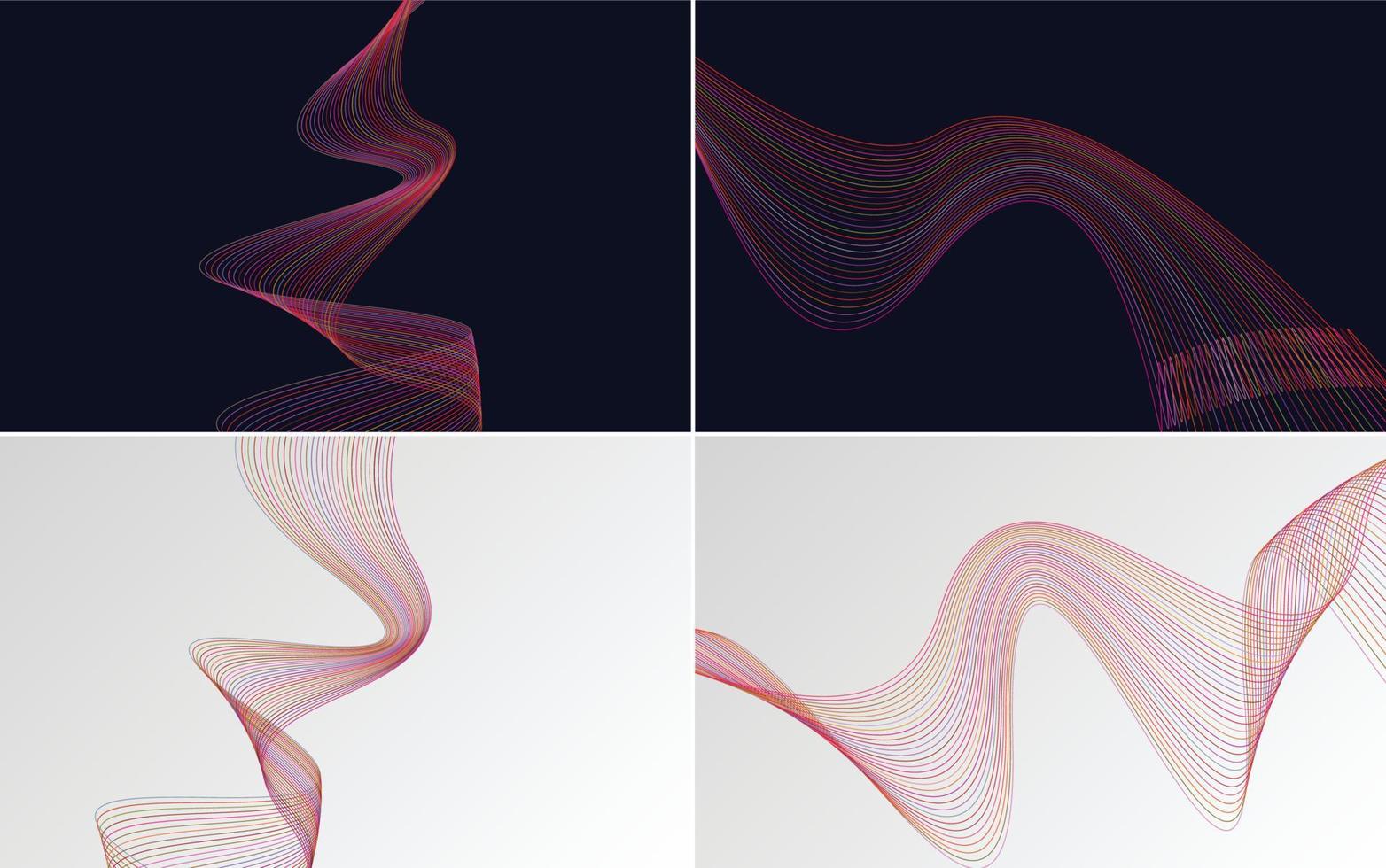 améliorez votre conception avec cet ensemble de 4 arrière-plans de lignes vectorielles vecteur