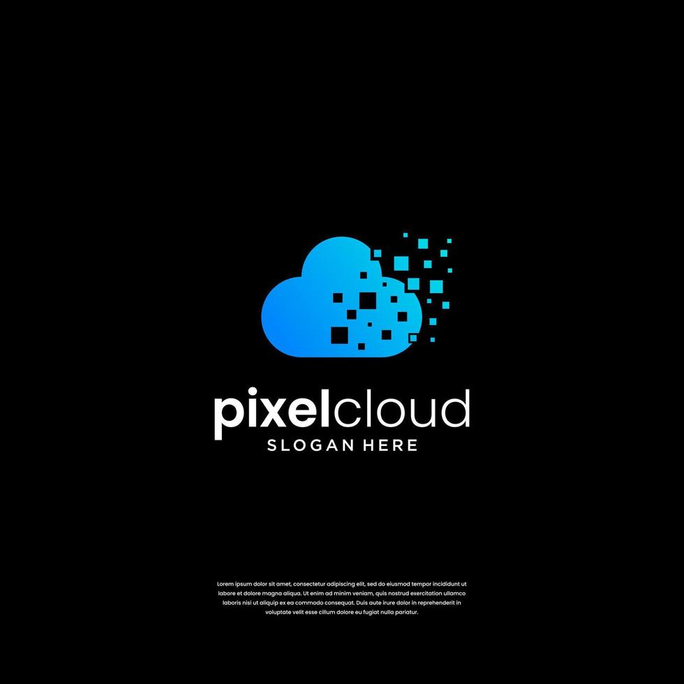 inspiration de conception de logo tech pixel cloud vecteur