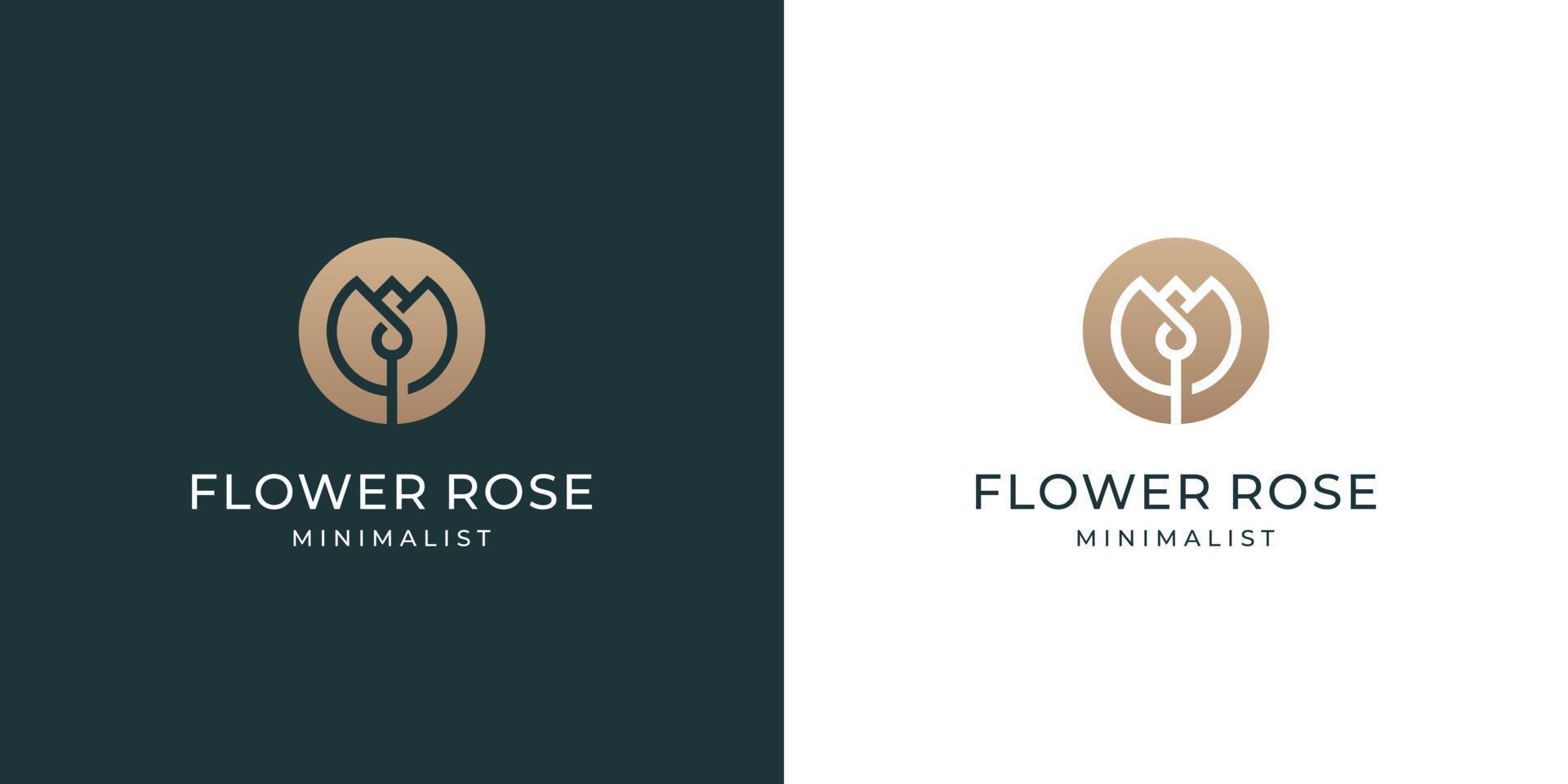 création de logo de fleur rose de luxe vecteur