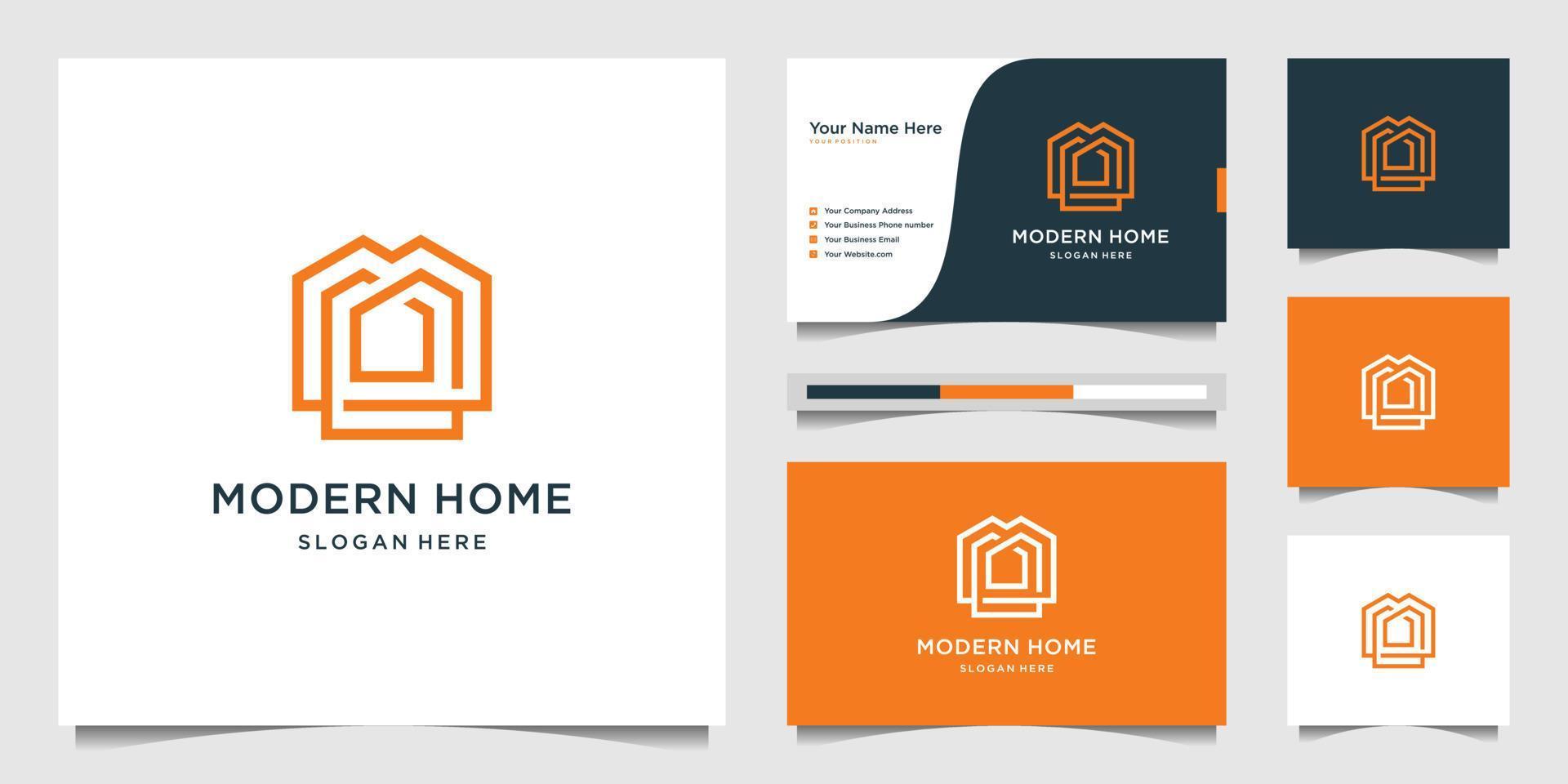 logo maison moderne pour la construction, la maison, l'immobilier, le bâtiment, la propriété. modèle de conception de logo professionnel à la mode minimal et conception de carte de visite vecteur premium