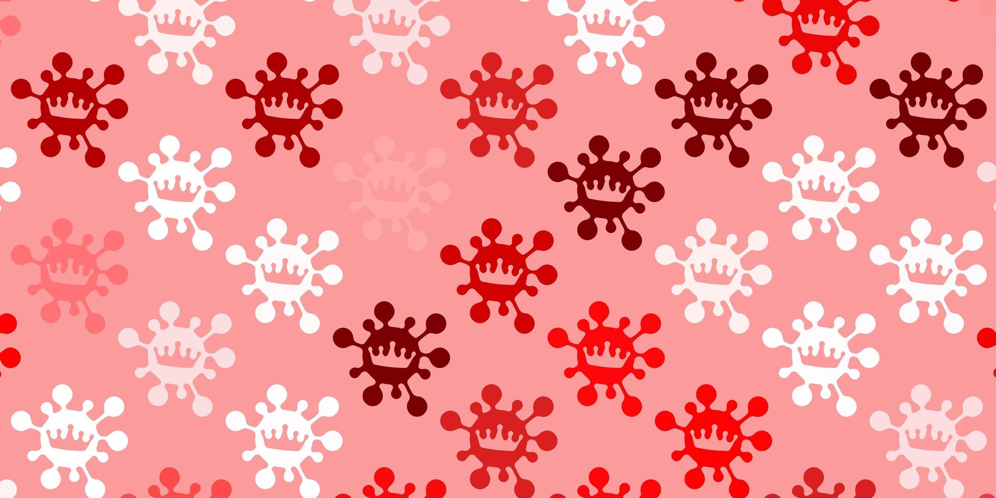 toile de fond rouge clair avec des symboles de virus. vecteur