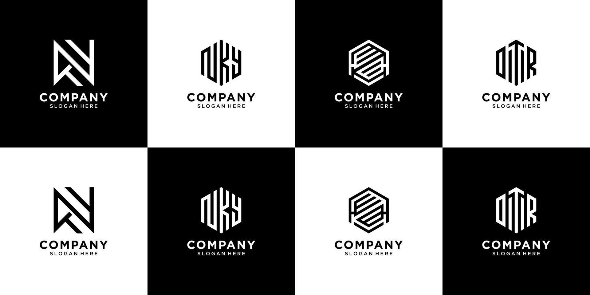 collection de conception de logo monogramme. logo de lettre initiale créatif pour la mode, la marque de vêtements, la boutique, etc. vecteur