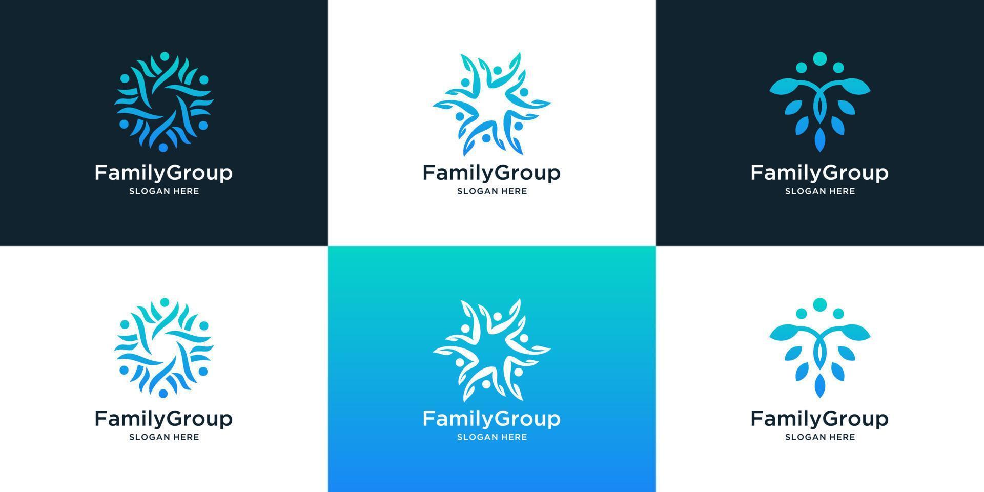collection de conception de logo de famille et de communauté de personnes pour le groupe social et les soins familiaux. vecteur