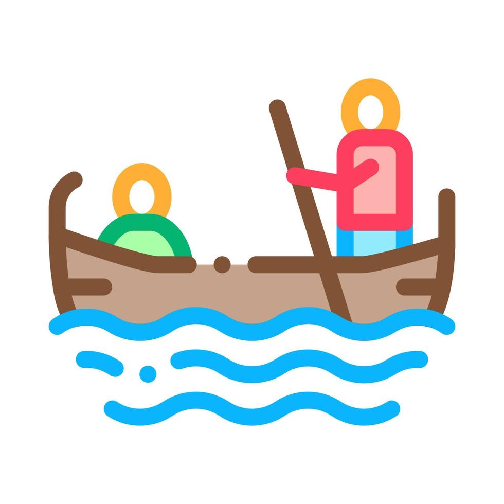 gondole, bateau, icône, vecteur, contour, illustration vecteur