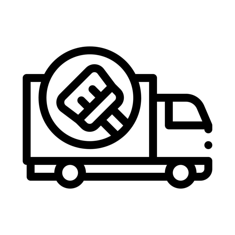 illustration de contour vectoriel icône camion de nettoyage