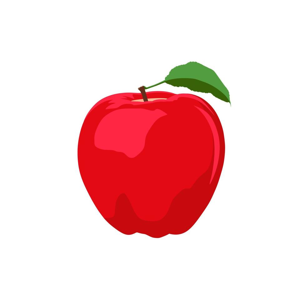 icône de pomme rouge isolé sur fond blanc. feuille verte. fruit juteux. vecteur
