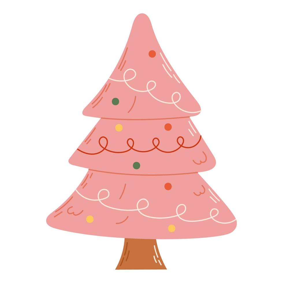 arbre de noël avec des décorations. concept de célébration de noël et du nouvel an. bon pour la carte de voeux, l'invitation, la bannière, la conception de sites Web. vecteur