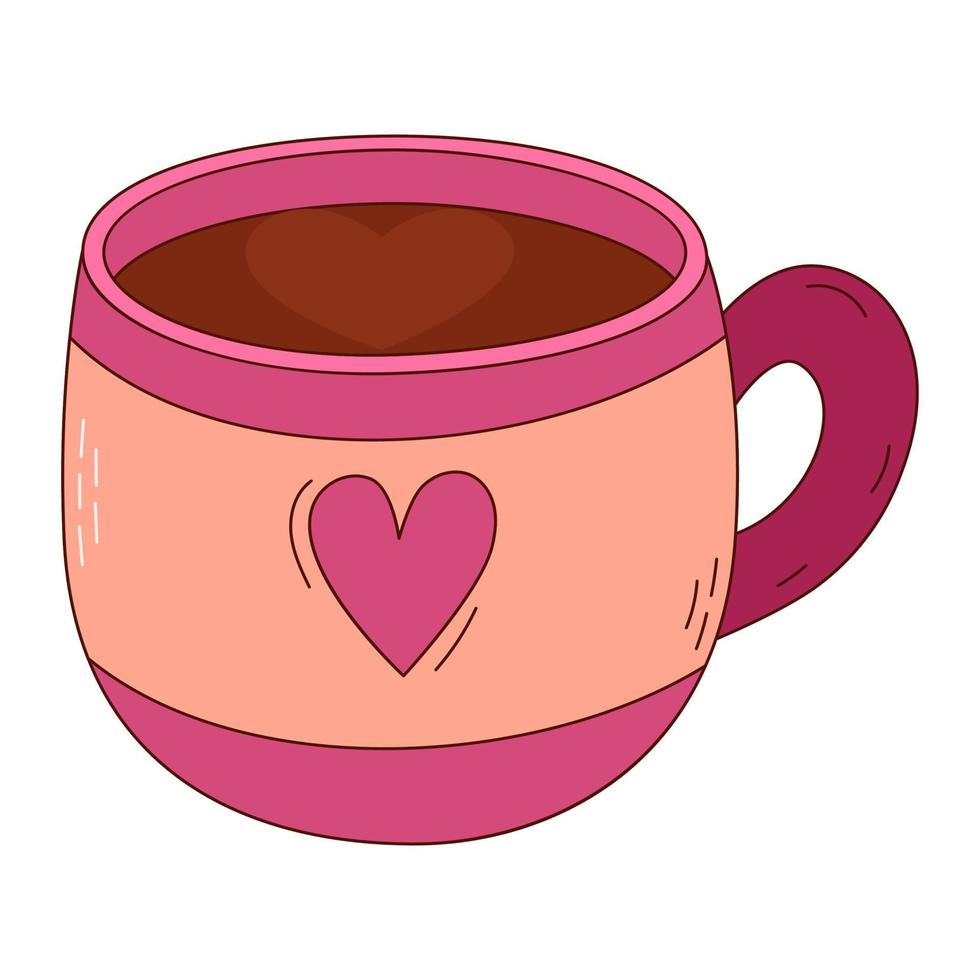 tasse dessinée à la main pour la saint valentin. éléments de conception pour affiches, cartes de voeux, bannières et invitations. vecteur