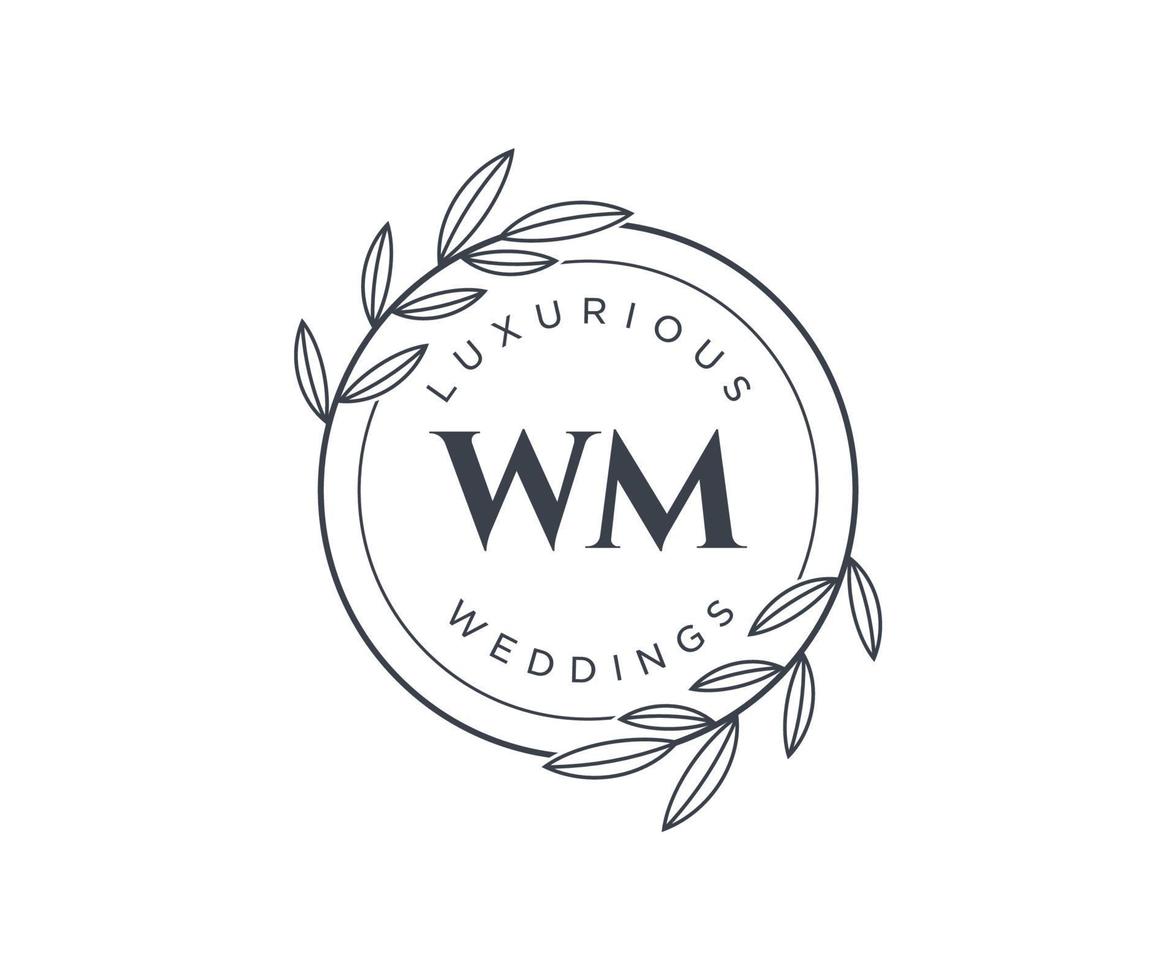 wm initiales lettre mariage monogramme logos modèle, modèles minimalistes et floraux modernes dessinés à la main pour cartes d'invitation, réservez la date, identité élégante. vecteur