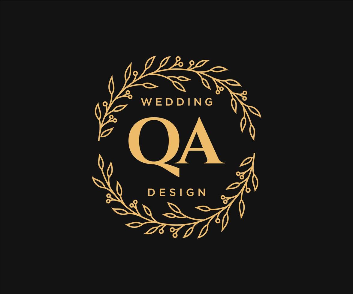 qa initiales lettre mariage monogramme logos collection, modèles minimalistes et floraux modernes dessinés à la main pour cartes d'invitation, réservez la date, identité élégante pour restaurant, boutique, café en image vectorielle vecteur