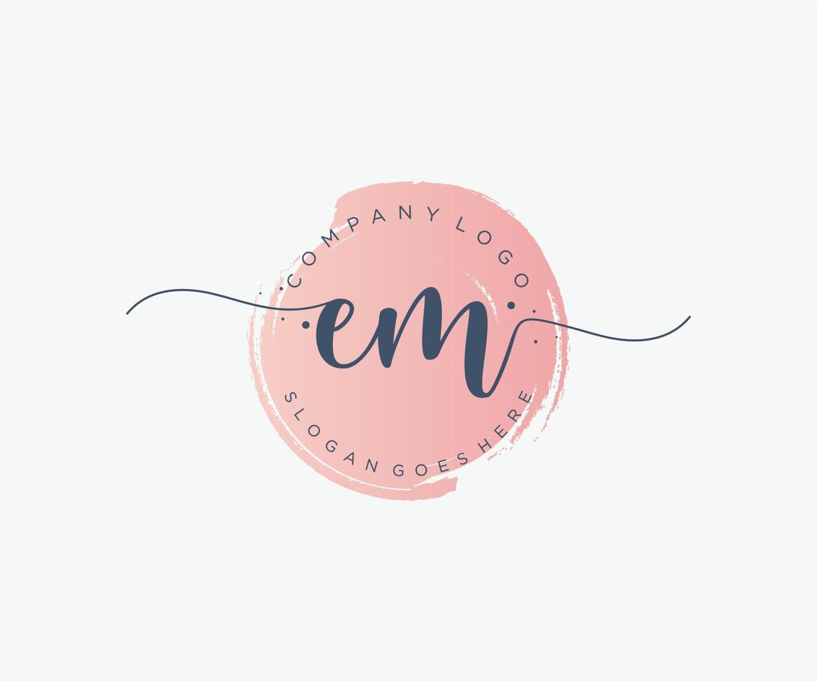 logo féminin initial em. utilisable pour les logos nature, salon, spa, cosmétique et beauté. élément de modèle de conception de logo vectoriel plat.