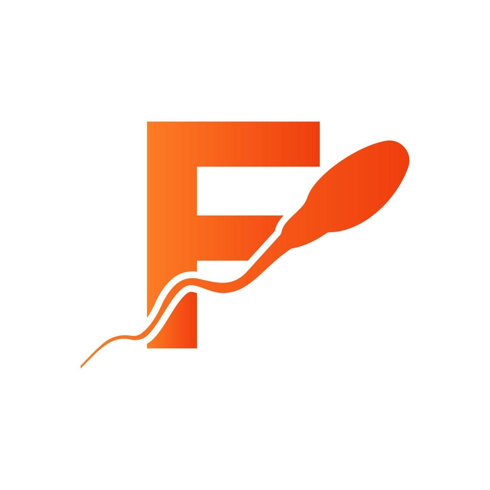 lettre f logo de sperme. logo médical de la banque de spermatozoïdes vecteur