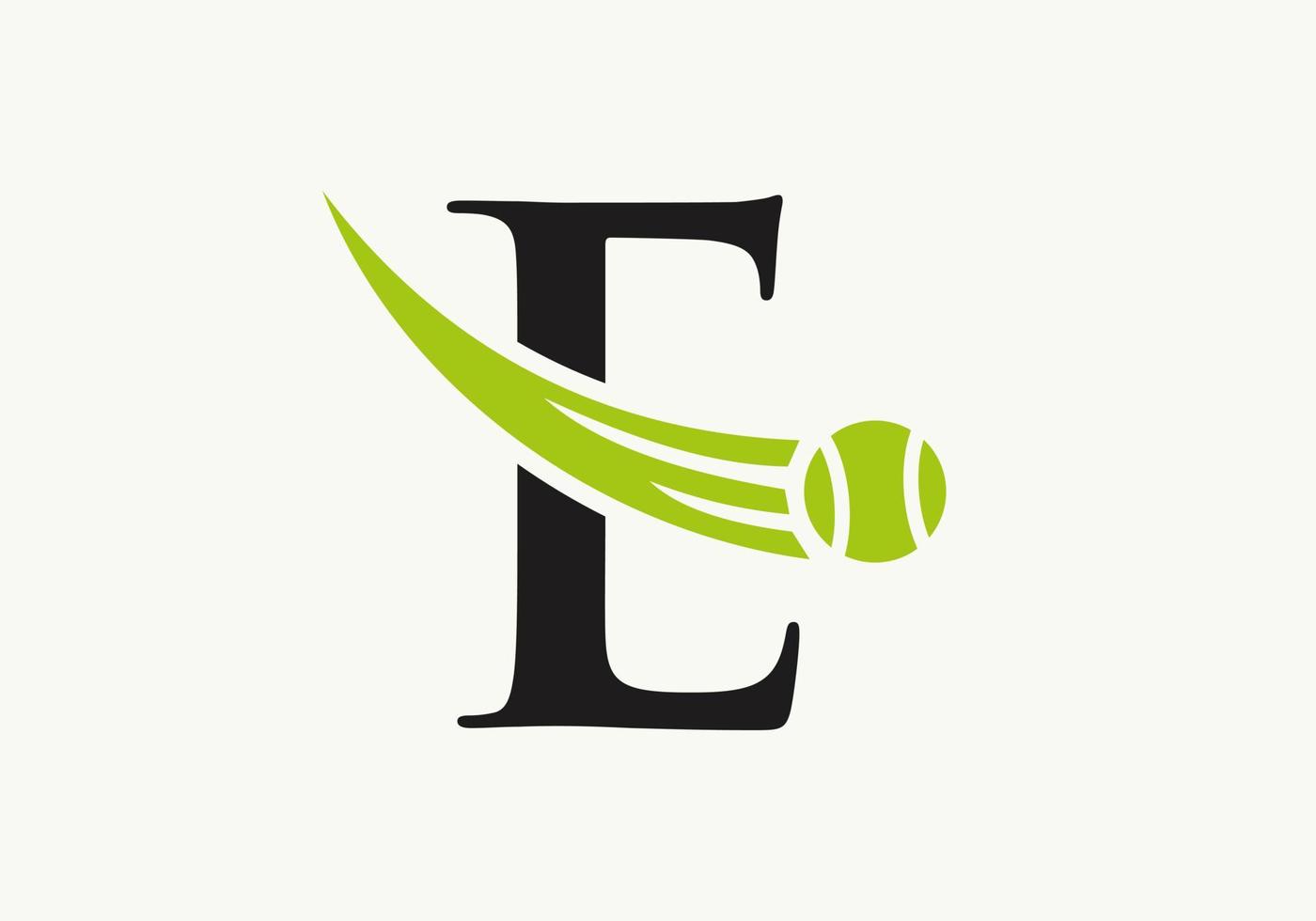 modèle de conception de logo lettre e tennis. logo du club de l'académie des sports de tennis vecteur
