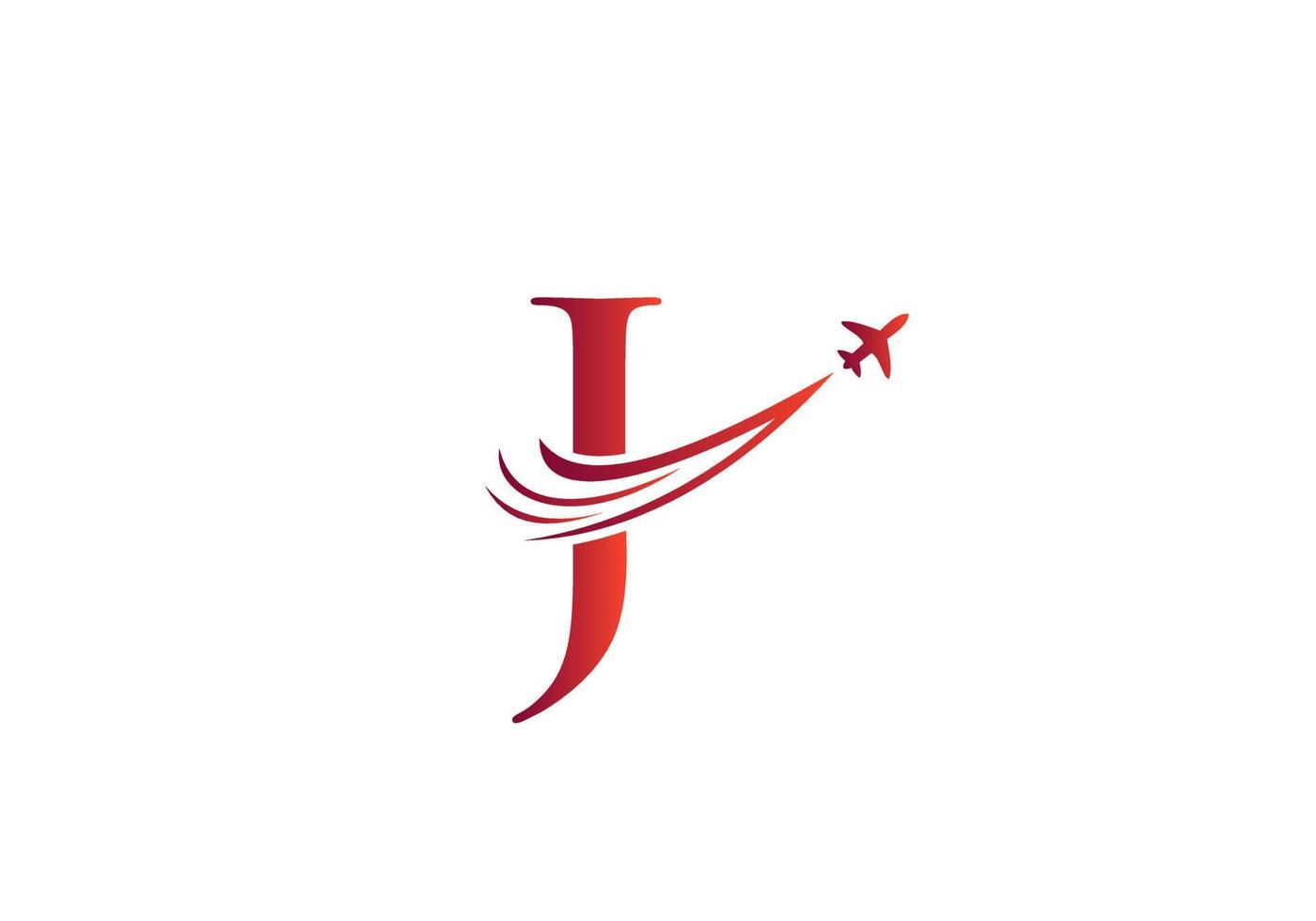 concept de conception de logo de voyage lettre j avec symbole d'avion volant vecteur