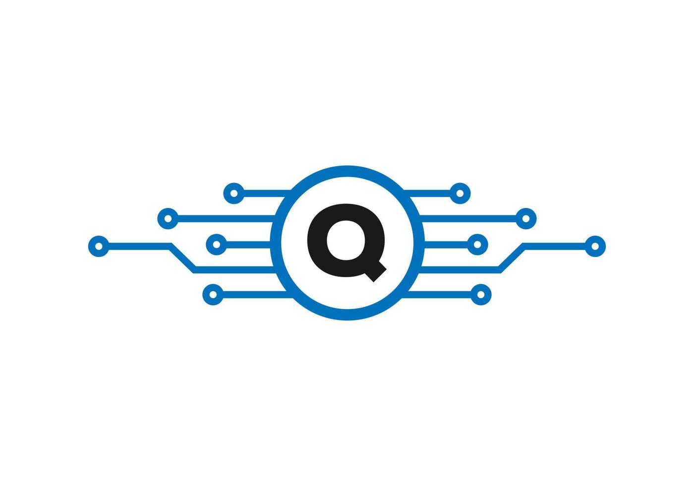 logo de la technologie lettre q. création de logo de réseau vecteur