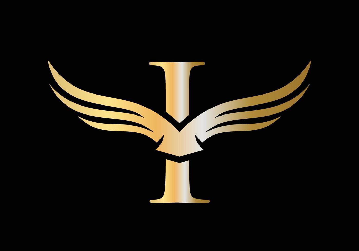 modèle de vecteur de conception de logo lettre i aile
