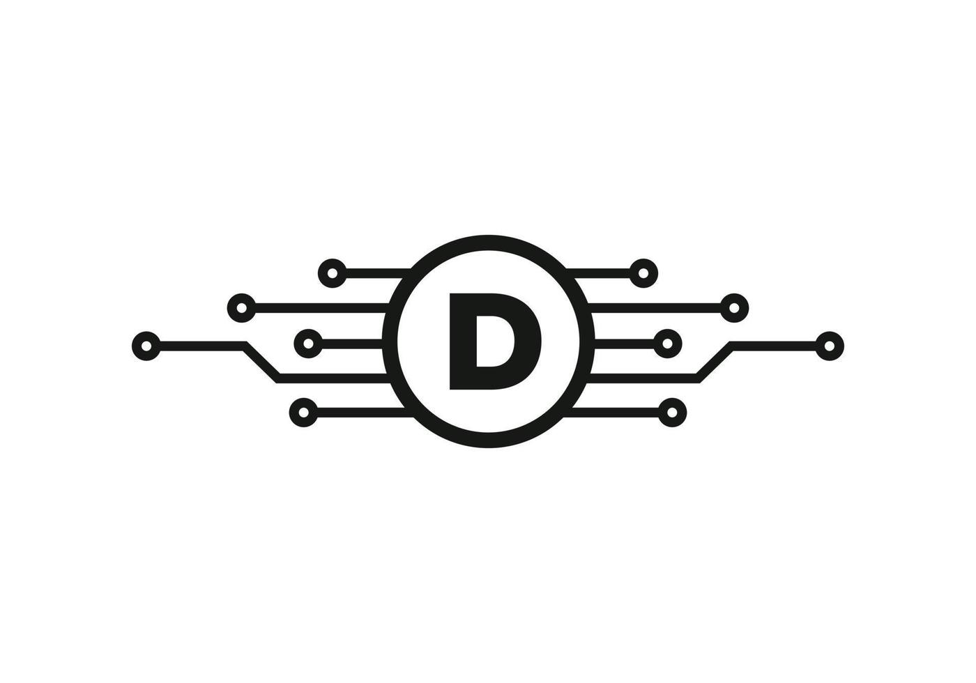logo de technologie lettre d. création de logo de réseau vecteur