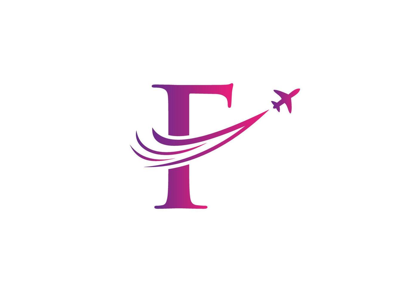 concept de conception de logo de voyage lettre f avec symbole d'avion volant vecteur