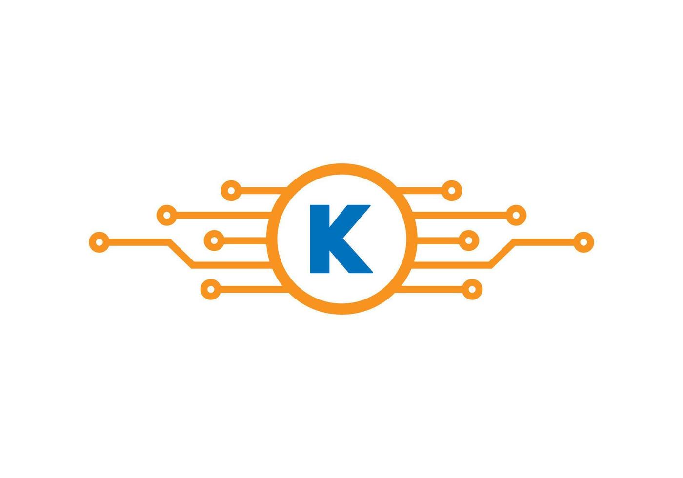 logo de la technologie lettre k. création de logo de réseau vecteur