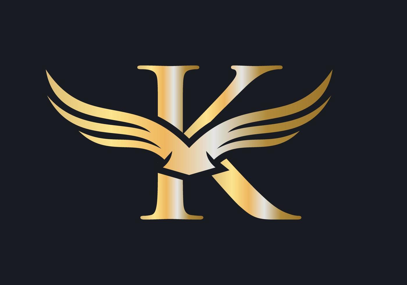 modèle de vecteur de conception de logo lettre k aile