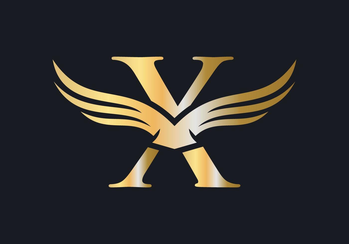 modèle de vecteur de conception de logo lettre x aile