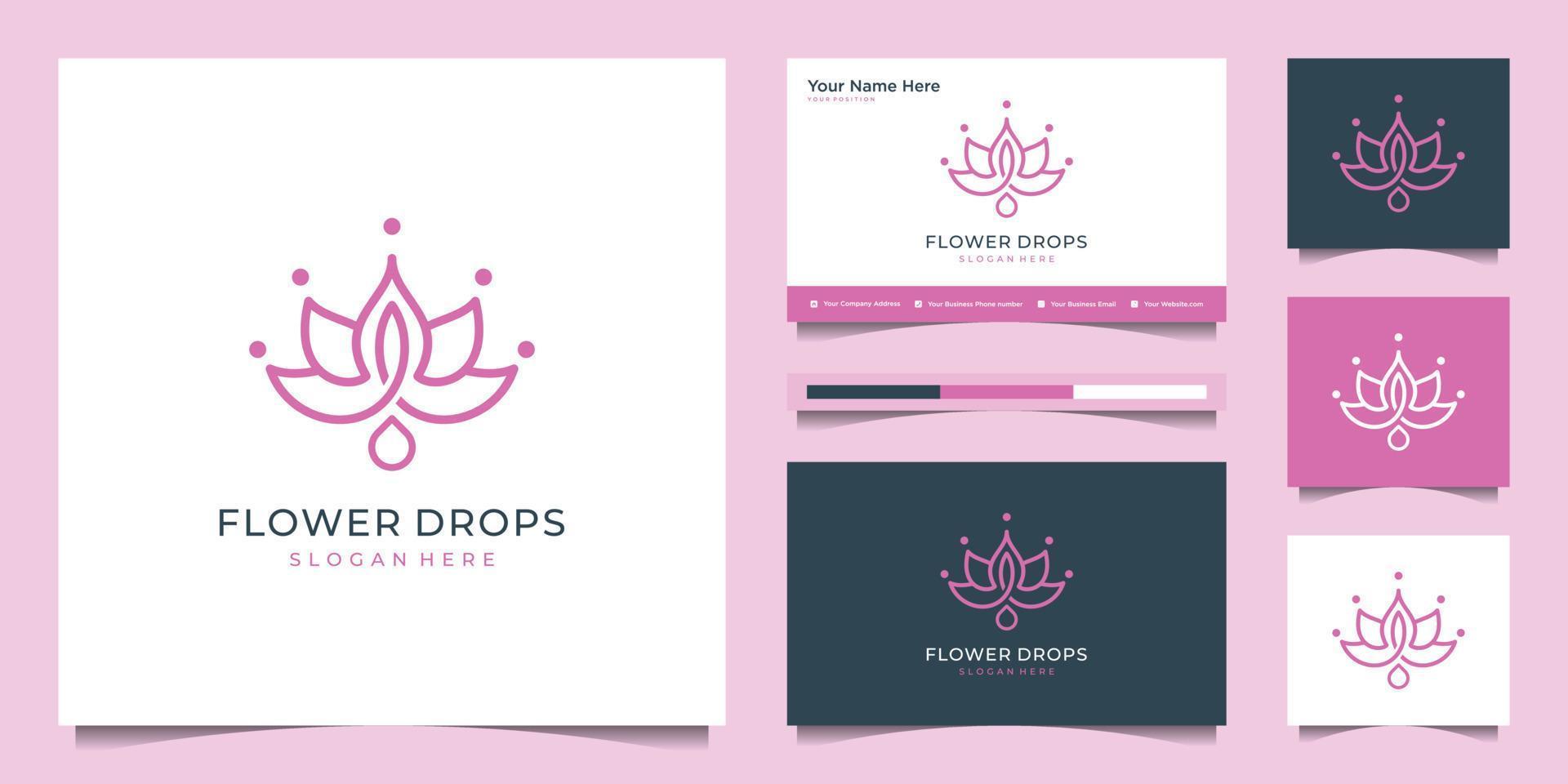 création de logo de fleur de lotus avec style d'art en ligne. les logos peuvent être utilisés pour le spa, le salon de beauté, la décoration, la boutique, les cosmétiques et le vecteur premium de carte de visite