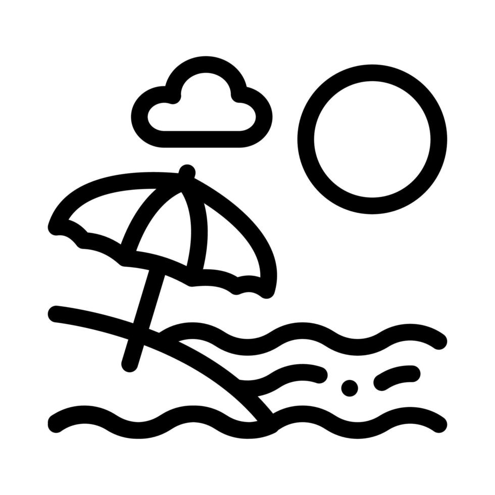 plage avec illustration de contour vectoriel icône parapluies