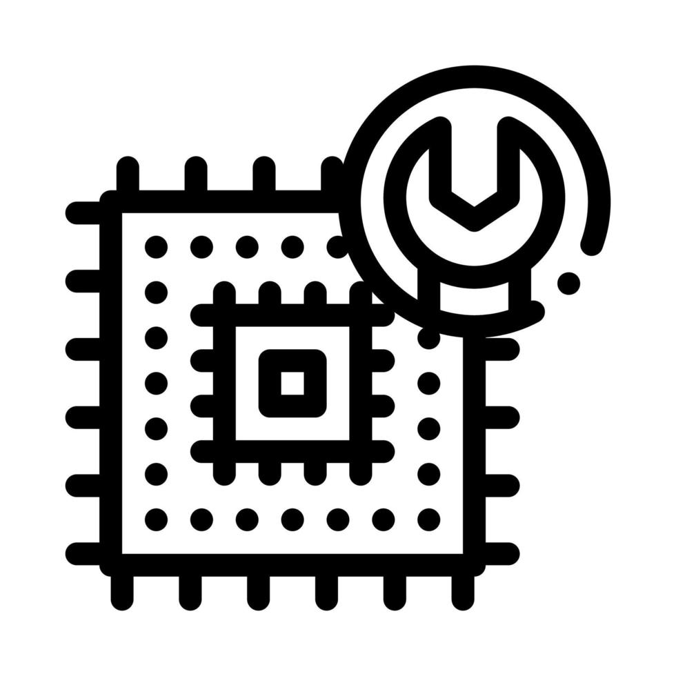 illustration de contour vectoriel icône de réparation de puce