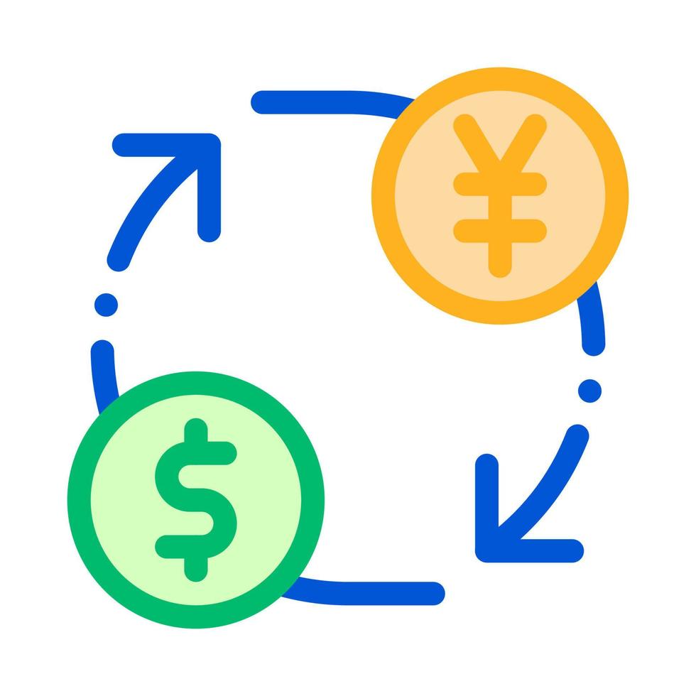 monnaie argent dollar yen vecteur fine ligne icône