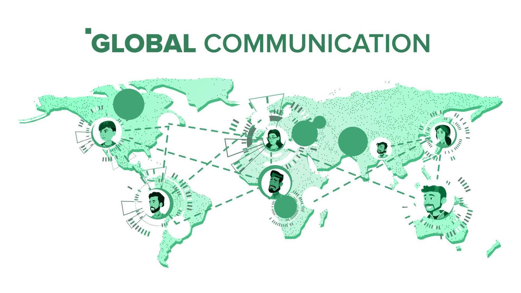 vecteur de communication globale. discuter sur la carte du monde à distance. mondial. illustration isolée