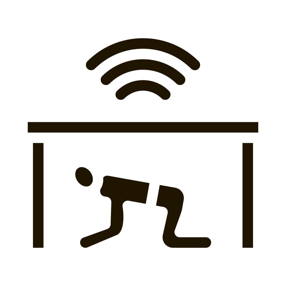 protection cacher humain sous table icône vecteur glyphe illustration