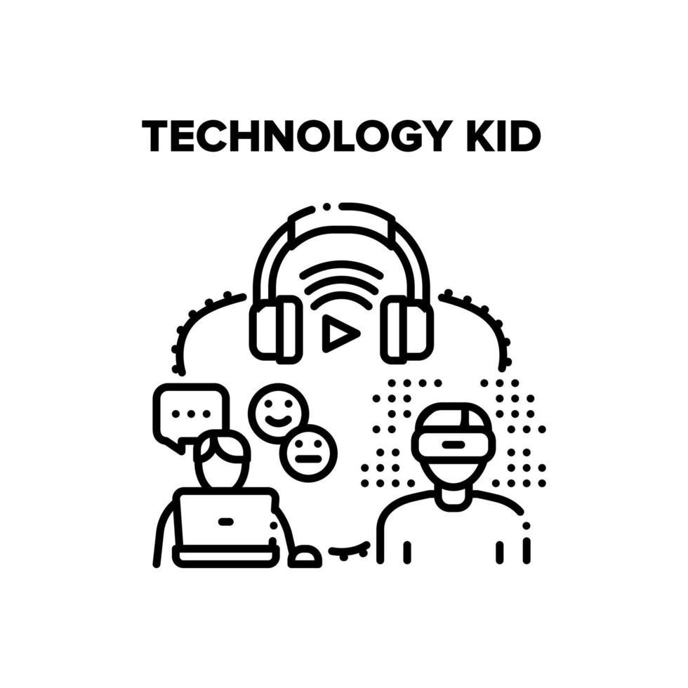 illustration de couleur de concept de vecteur de technologie kid