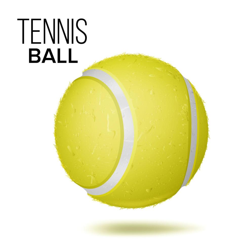 vecteur isolé de balle de tennis jaune. illustration réaliste