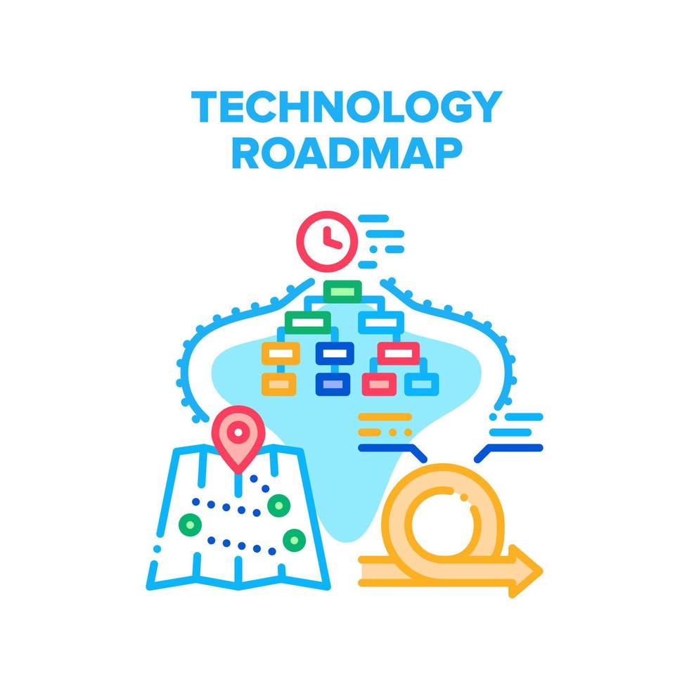 illustration de concept de vecteur de feuille de route technologique