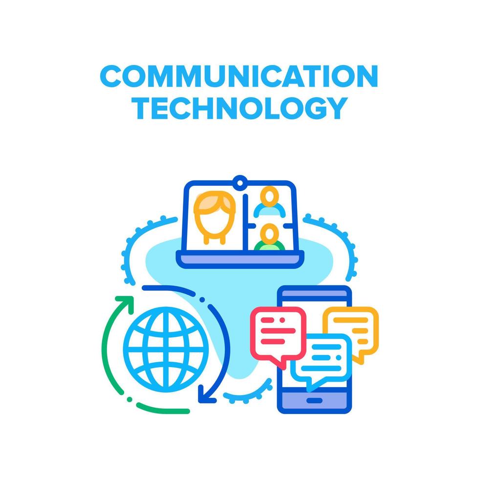 illustration de couleur de vecteur de technologie de communication