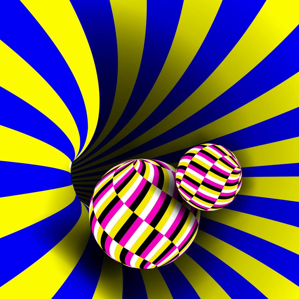 vecteur de vortex en spirale. vecteur d'illusions. arts optiques. illusion de tourbillon psychédélique. tromperie, trompeur. illustration de fond géométrique