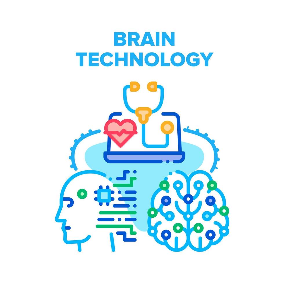 illustration de couleur de concept de vecteur de technologie du cerveau