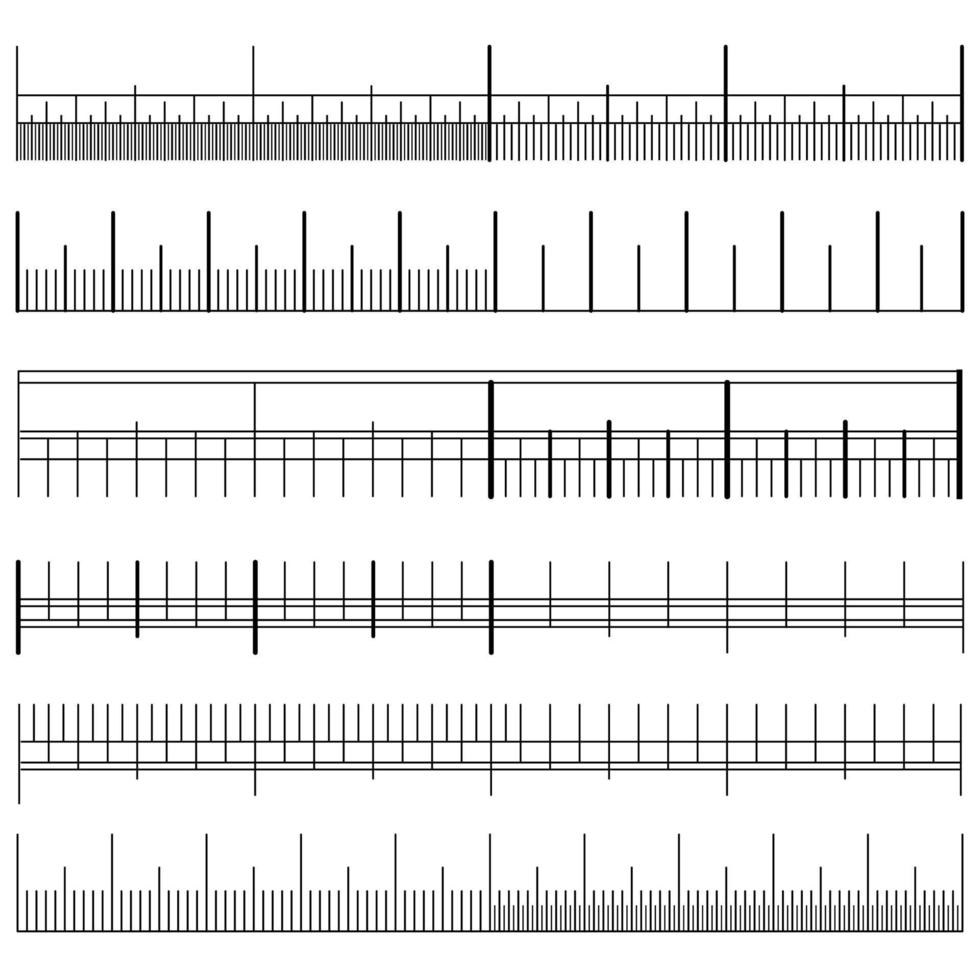 vecteur de jeu d'indicateur de taille. différents types de distances unitaires. outil de mesure. tableau d'échelle de mesure de longueur. illustration isolée