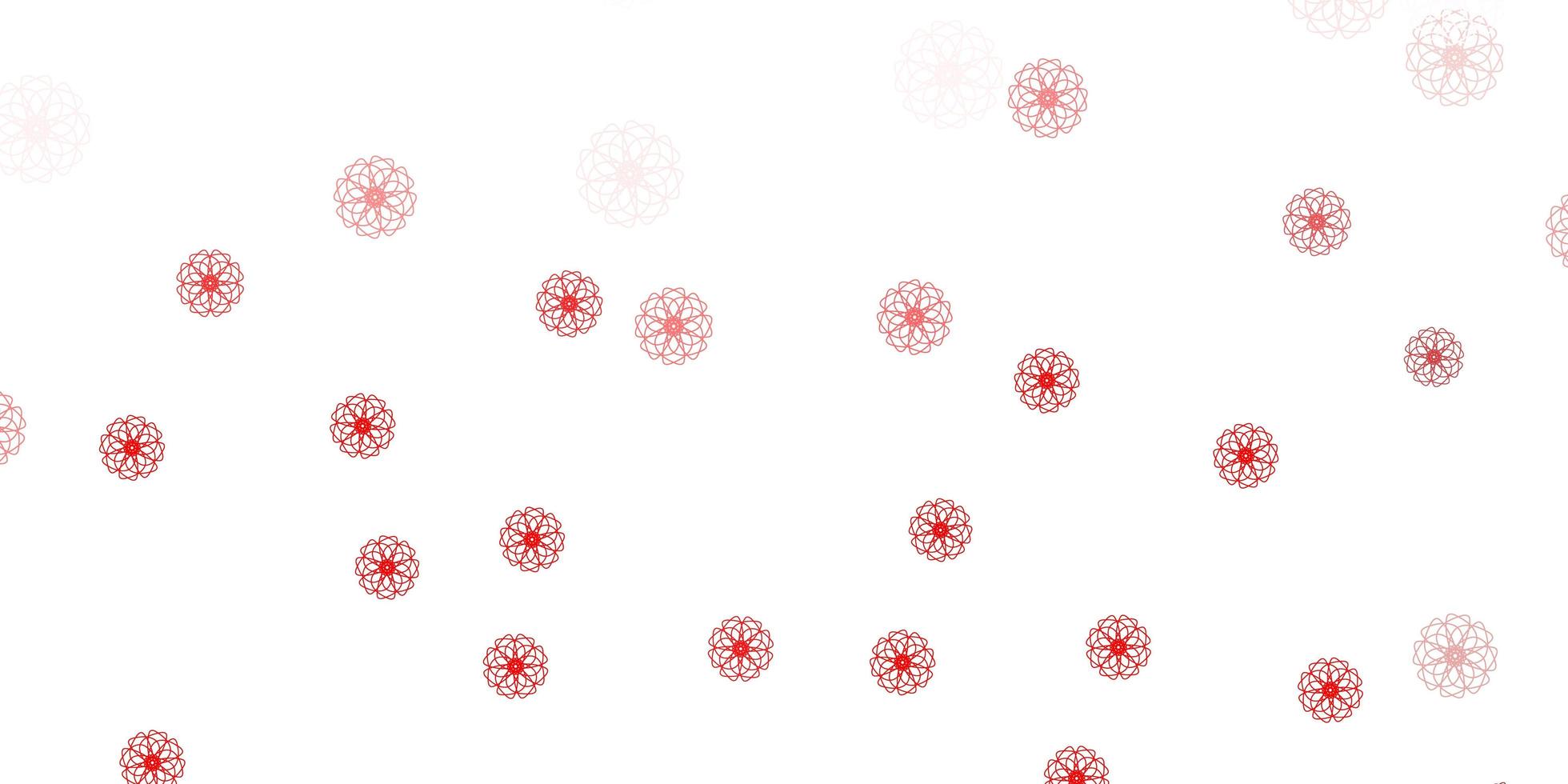 motif de doodle rouge clair avec des fleurs. vecteur