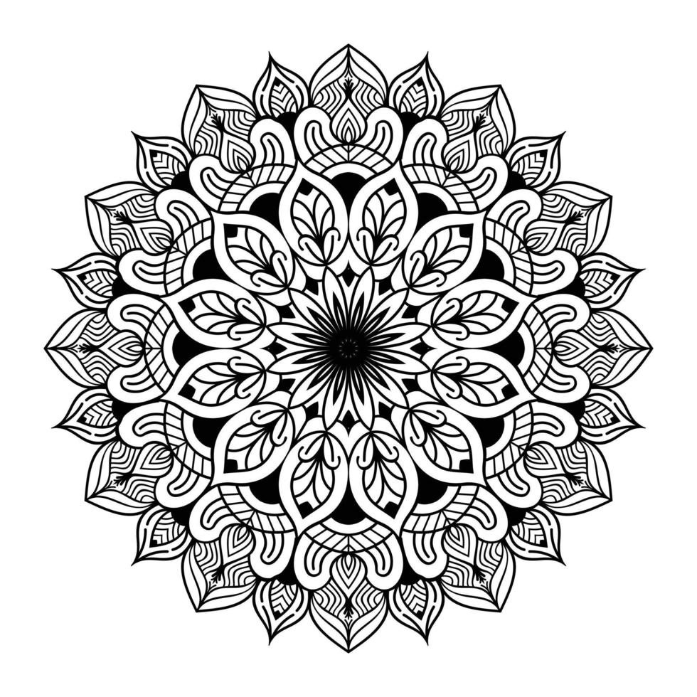 intérieur de la page de coloriage floral de mandala, dessin au trait de mandala décrit à la main doodle pour la page de coloriage vecteur