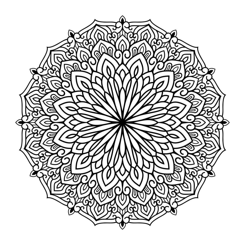 intérieur de la page de coloriage floral de mandala, dessin au trait de mandala décrit à la main doodle pour la page de coloriage vecteur