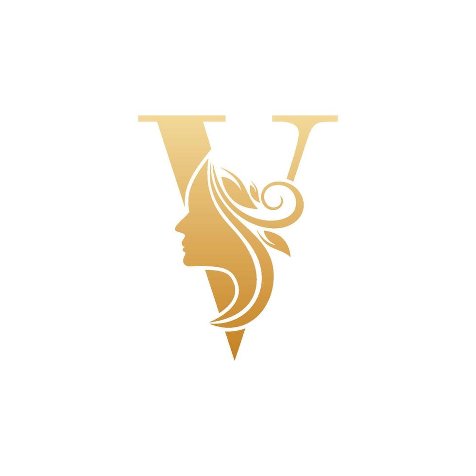 modèles de conception de logo beauté visage v initial vecteur